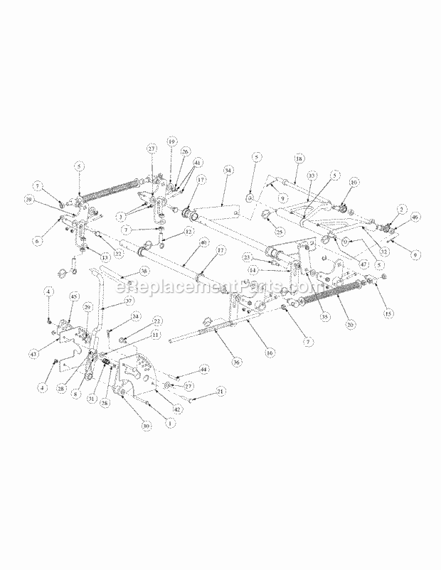 Lift Assembly Diagram and Parts List for M48-HN 53BB5E6V750-20-HP-OHV Cub Cadet Lawn Tractor